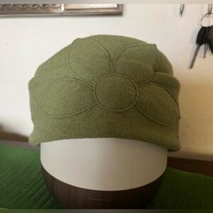 WINTER HAT - 100% wool hat with sewn large, lovely flower.